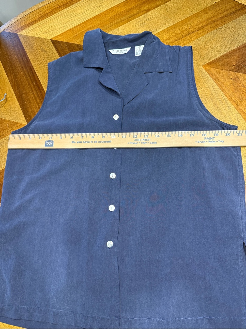 Silk Icon Sleeveless Button-Down Top in Dusty Blue MP - Picture 6 of 7